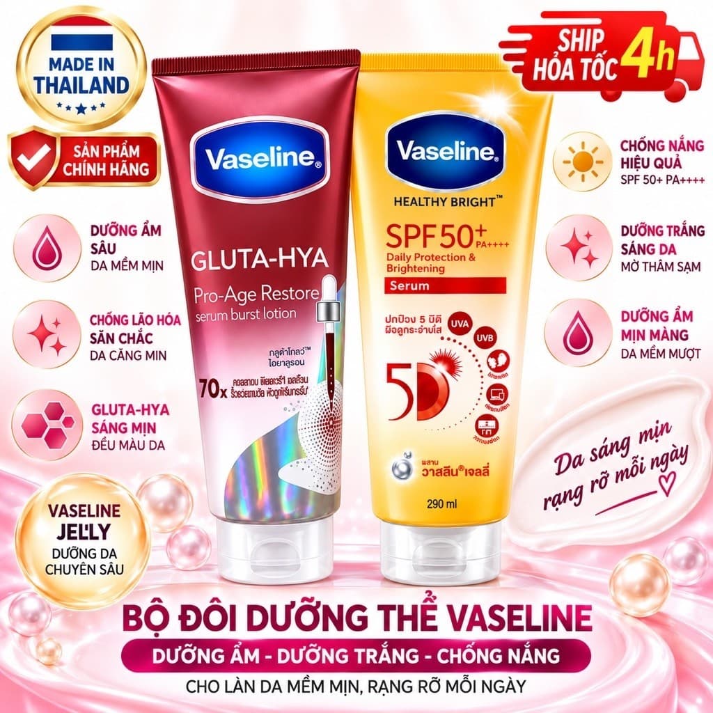 [ HÀNG THÁI] sữa dưỡng thể BODY -CHỐNG NẮNG VASELINE NỘI ĐỊA THÁI LAN 290ml/chai