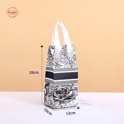 🌈  Túi Đựng Bình Nước , Đồ Ăn .  Hoa Văn Đen Trắng Cổ Điển Có Lót Bạc giúp Giữ Nhiệt dc Tốt Hơn 5