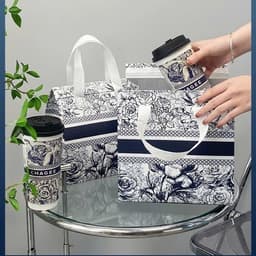 🌈  Túi Đựng Bình Nước , Đồ Ăn .  Hoa Văn Đen Trắng Cổ Điển Có Lót Bạc giúp Giữ Nhiệt dc Tốt Hơn 1