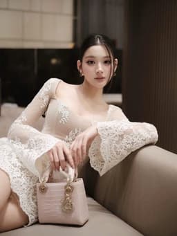 𝗝𝗘𝗡𝗡𝗬𝗖𝗟𝗢𝗦𝗘𝗧 ® Đầm nữ dài tay ren hoa 3D cổ U đan lưng dáng chữ A , Váy dự tiệc dáng ngắn sang chảnh -V24 4