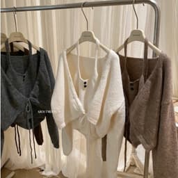 (Dmina) Set áo len 2 chi tiết áo len cổ yếm kèm cardigan ngoài siêu đẹp hàng QC - ảnh thật 8
