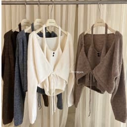 (Dmina) Set áo len 2 chi tiết áo len cổ yếm kèm cardigan ngoài siêu đẹp hàng QC - ảnh thật 7