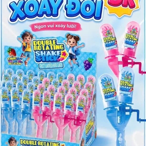 Hộp 20c kẹo mút xoáy đôi siêu hot cho bé, kẹo mút xoay 2 đầu giá tốt