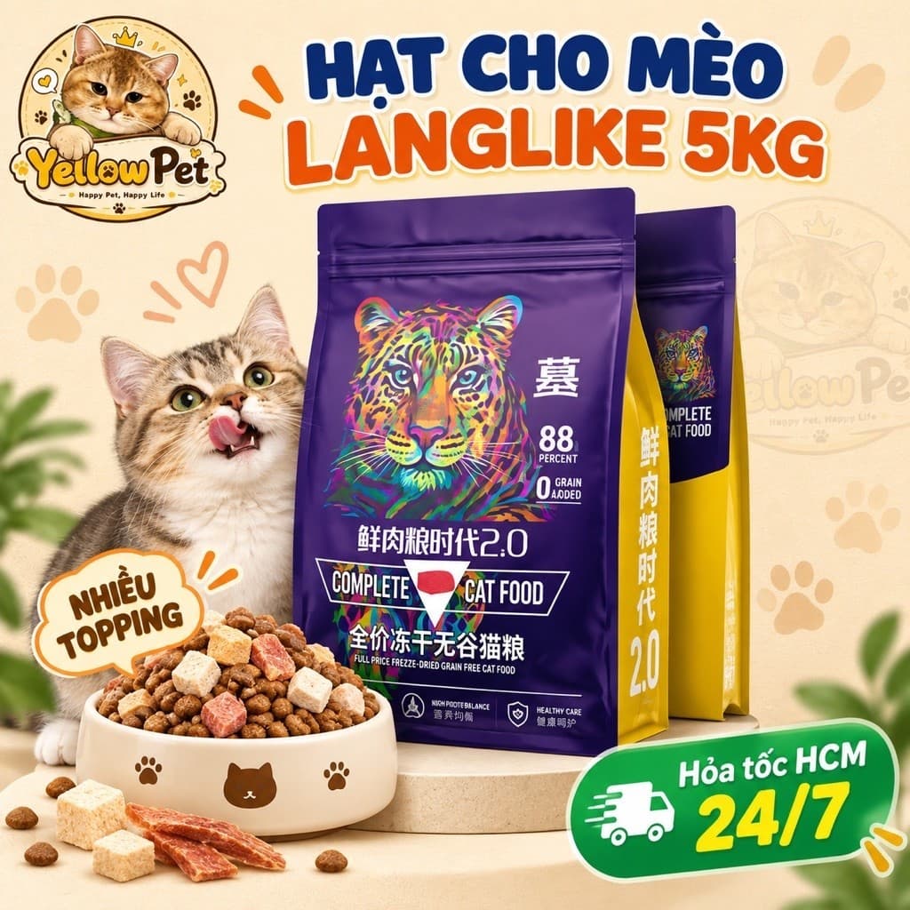 Hạt Mèo Langlike 5kg Chính Hãng - Dinh Dưỡng Cân Bằng Cho Mèo Mọi Lứa Tuổi