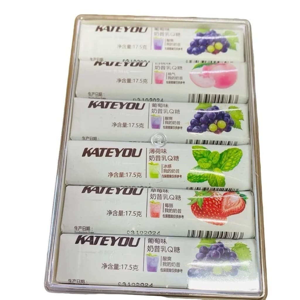 Sỉ hộp 30 thanh kẹo dẻo sữa chua hoa quả KateYou nhiều vị, kẹo mềm trái cây thanh, ăn vặt nội địa Snack Candy Food