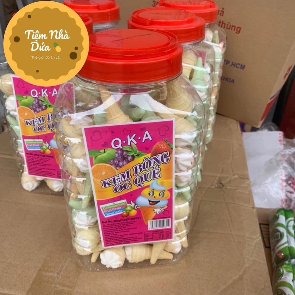 Sỉ ( hộp 100c) Kẹo Dẻo Hình Cây Kem Ốc Quế Snack Ăn Vặt Candy Food Chua