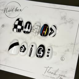 Nailbox BIGBANG G-Dragon Đen Trắng | Nail Box Handmade Thủ Công Nail Concert Kpop Unisex– Mellow Nailbox 4