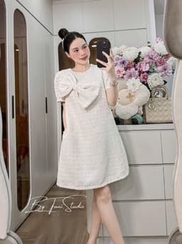 <Đầm Bầu Quynhanhhoue> (NH CLOTHING)Váy suông váy dạ nơ ngực M11988 sm 3