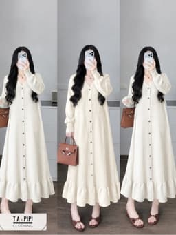 <Đầm Bầu Quynhanhhoue> (QC) Váy len bèo khuy dọc freesize 2