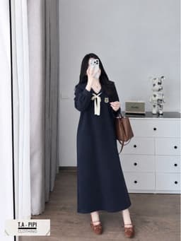 <Đầm Bầu Quynhanhhoue> (QC) Váy len thuỷ thủ dài tay freesize 2
