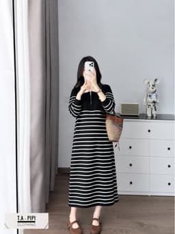 <Đầm Bầu Quynhanhhoue> (QC) Váy len kẻ thêu ngựa freesize 3