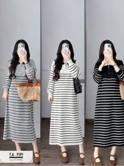 <Đầm Bầu Quynhanhhoue> (QC) Váy len kẻ thêu ngựa freesize 1