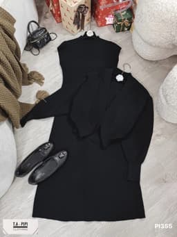 <Đầm Bầu Quynhanhhoue> (QC) Set len choàng 2 màu đen - ghi freesize 6