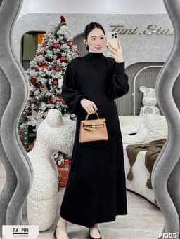 <Đầm Bầu Quynhanhhoue> (QC) Set len choàng 2 màu đen - ghi freesize 3