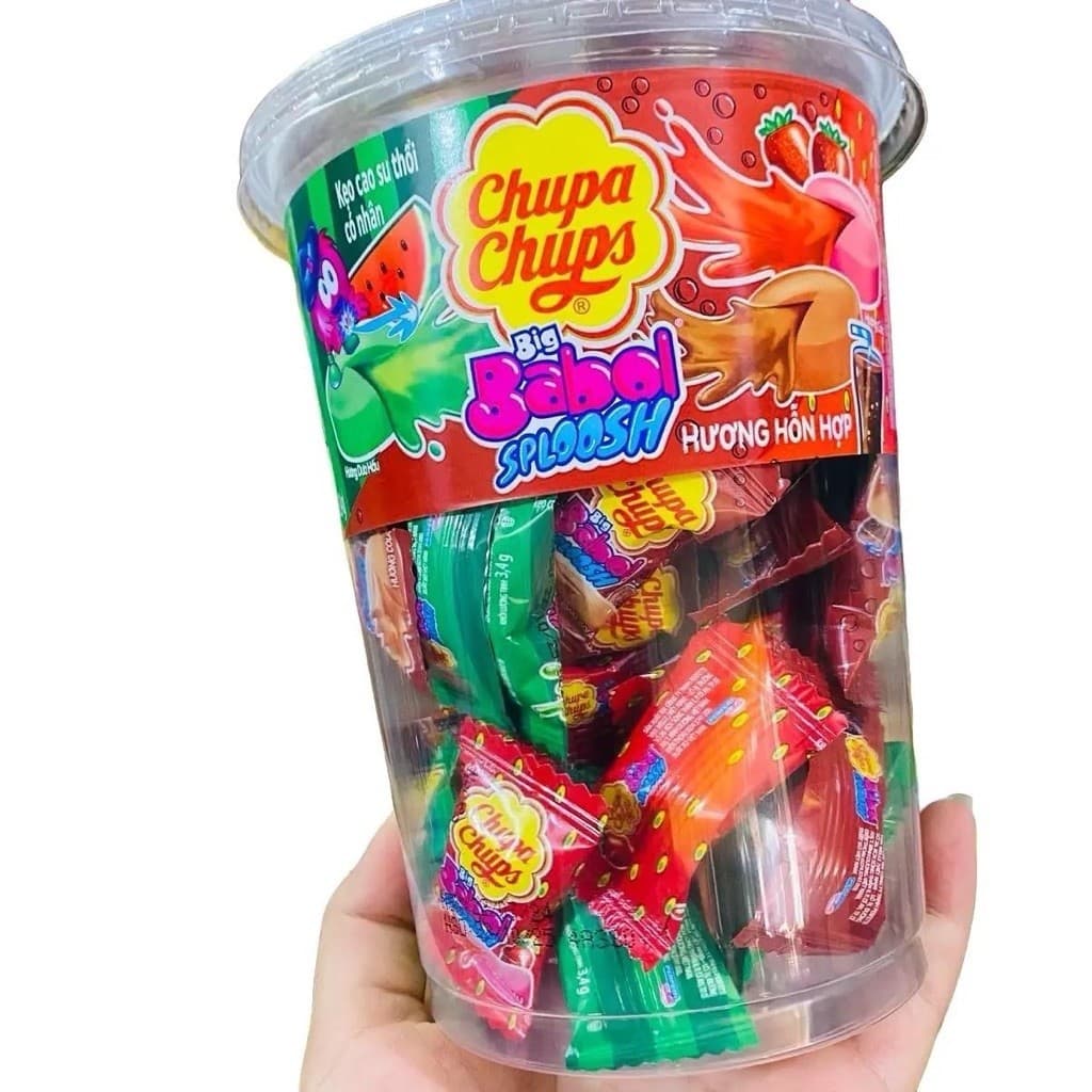 Hộp 74 cái kẹo cao su thổi Big Babol có nhân mix 3 vị, kẹo gum thổi có nhân bigbabol dưa hấu dâu coca Candy Chua Snack