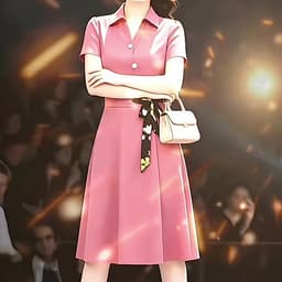 (47-90 KG) ĐẦM HỒNG NƠ EO, CHẤT COTTON LẠNH NGOẠI, FORM THẮT NƠ EO XÒE NHẸ, THANH LỊCH, THON EO 8
