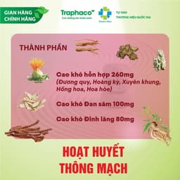 TPBVSK Hoạt Huyết Thông Mạch Traphaco - Bổ Khí Bổ Huyết Hỗ Trợ Giảm Tê Mỏi Tê Bì Nhức Đầu Mất Ngủ Hộp 30 Viên 4