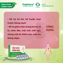 TPBVSK Hoạt Huyết Thông Mạch Traphaco - Bổ Khí Bổ Huyết Hỗ Trợ Giảm Tê Mỏi Tê Bì Nhức Đầu Mất Ngủ Hộp 30 Viên 5