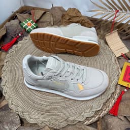 Giày Sneaker Nam Nữ Thời Trang Màu Xám Trắng Đế Cao Su Êm Chân, Giày Thể Thao Casual Phong Cách Hàn Quốc 3