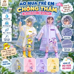 Áo Mưa Cho Bé Chống Thấm Tiện Lợi Với Thiết Kế Dễ Thương Phù Hợp Cho Bé Tới Trường An Toàn 1