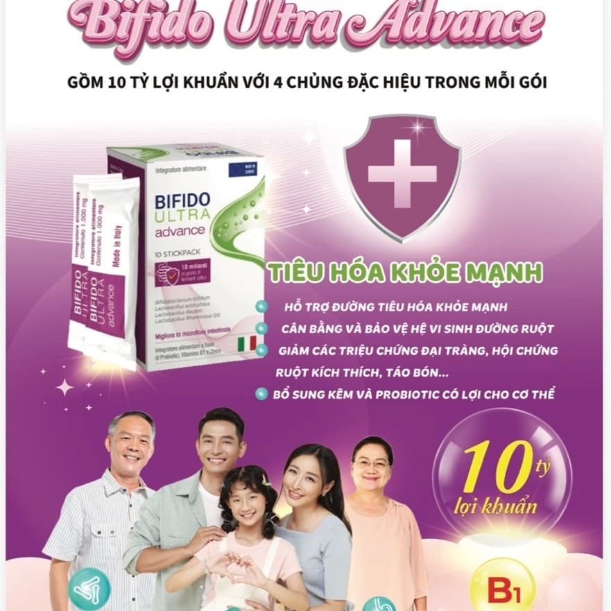 Bifido Ultra Advance – 10 tỷ lợi khuẩn giúp tiêu hóa khỏe mạnh, giảm táo bón, cân bằng hệ vi sinh đường ruột mỗi ngày!