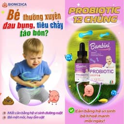 Bambini Men Vỉ Sinh 12 Chủng Dạng Giọt - Cên Bằng Đường Ruột, Giảm Táo Bón, Tăng Sức Đề Kháng Cho Bé. Bé khoẻ -Bụng Êm 1