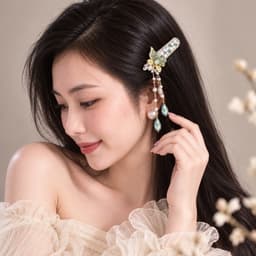 Kẹp Tóc Nữ Đính Đá Ngọc Trai Tua Rua Dáng Dài, Kẹp Tóc Cổ Trang Đính Đá Hình Bướm Sang Trọng Phối Áo Dài Đi Tiệc 3