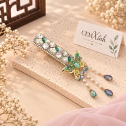 Kẹp Tóc Nữ Đính Đá Ngọc Trai Tua Rua Dáng Dài, Kẹp Tóc Cổ Trang Đính Đá Hình Bướm Sang Trọng Phối Áo Dài Đi Tiệc 2