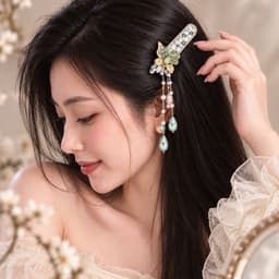 Kẹp Tóc Nữ Đính Đá Ngọc Trai Tua Rua Dáng Dài, Kẹp Tóc Cổ Trang Đính Đá Hình Bướm Sang Trọng Phối Áo Dài Đi Tiệc 4
