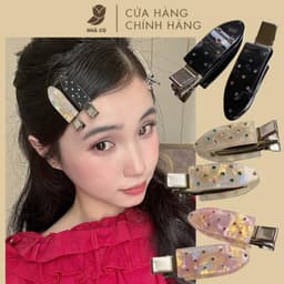 Set 2 Kẹp Tóc Mái Xà Cừ Hình Gấu NHÀ CÚ Phong Cách Sang Trọng Đi Tiệc Hàn Quốc Phụ Kiện Tóc Thanh Lịch 6186 4