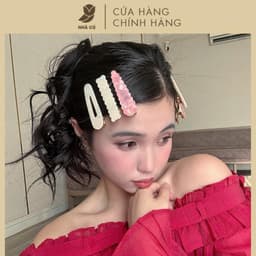Set 2 Kẹp Tóc Mái Xà Cừ Hình Gấu NHÀ CÚ Phong Cách Sang Trọng Đi Tiệc Hàn Quốc Phụ Kiện Tóc Thanh Lịch 6186 5