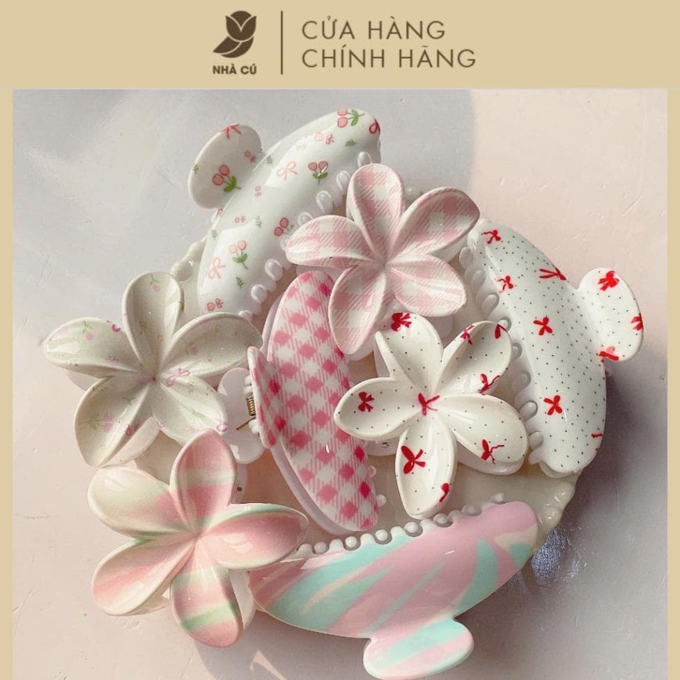 Kẹp Tóc Hoa Sứ In 3D NHÀ CÚ Kẹp Bấm Càng Cua Phong Cách Nhật 6194