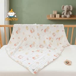 Hộp 5 Khăn Sữa Cổ Tích 6 Lớp Manny Vải Cotton Dệt Cao Cấp Siêu Mềm Mịn, Thấm Hút Tốt Cho BéHộp 5 Khăn Sữa Cổ Tích 6 Lớp 4