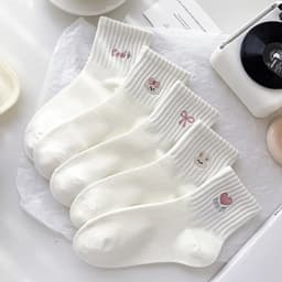 Combo 5 Đôi Tất Trắng Dành Cho Nữ Xu Hướng Ins Hoạt Hình Dễ Thương Phong Cách Hàn Quốc tt95 4