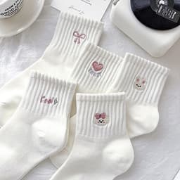 Combo 5 Đôi Tất Trắng Dành Cho Nữ Xu Hướng Ins Hoạt Hình Dễ Thương Phong Cách Hàn Quốc tt95 6
