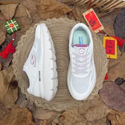 [Chính Hãng] Giày Thể Thao Nữ S-K-E Max Cushion Trắng Phối Hồng, Đế Êm Nhẹ, Thoáng Khí, Đi Bộ Chạy Bộ Hằng Ngày 1