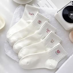 Combo 5 Đôi Tất Trắng Dành Cho Nữ Xu Hướng Ins Hoạt Hình Dễ Thương Phong Cách Hàn Quốc tt95 4