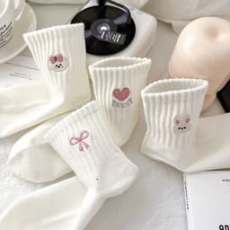 Combo 5 Đôi Tất Trắng Dành Cho Nữ Xu Hướng Ins Hoạt Hình Dễ Thương Phong Cách Hàn Quốc tt95 6
