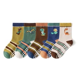 Set 5 Đôi Tất Cổ Cao Chống Trơn Cho Bé Trai Họa Tiết Khủng Long 1-12 Tuổi, Tất Cổ Cao Chống Trơn Trượt Cho Bé An Toàn 7