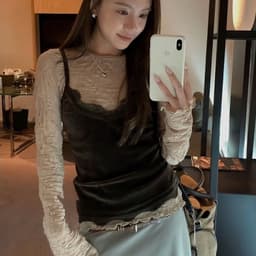 (Hàng QC Đẹp sẵn) Sét áo gile 2s dây kèm áo thun ren dài tay phù hợp cho mùa thu hẹn hò cafe 7