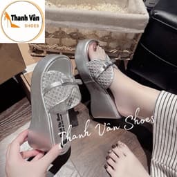 (D0476)Dép xuồng nơ quai lưới mềm cao 7 phân 3 màu_Thanh Vân Shoes 2