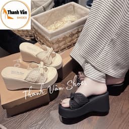 (D0476)Dép xuồng nơ quai lưới mềm cao 7 phân 3 màu_Thanh Vân Shoes 5