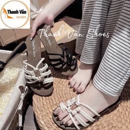 (G0348)Cao gót mũi tròn 3 phân dây phối khoá kẹp ngón êm _Thanh Vân Shoes 7