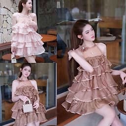 Set Áo Yếm Tầng Bèo Hoa 3D + Chân Váy Voan Tiểu Thư Sang Chảnh Đi Biển Chụp Ảnh Ananclothing4 9