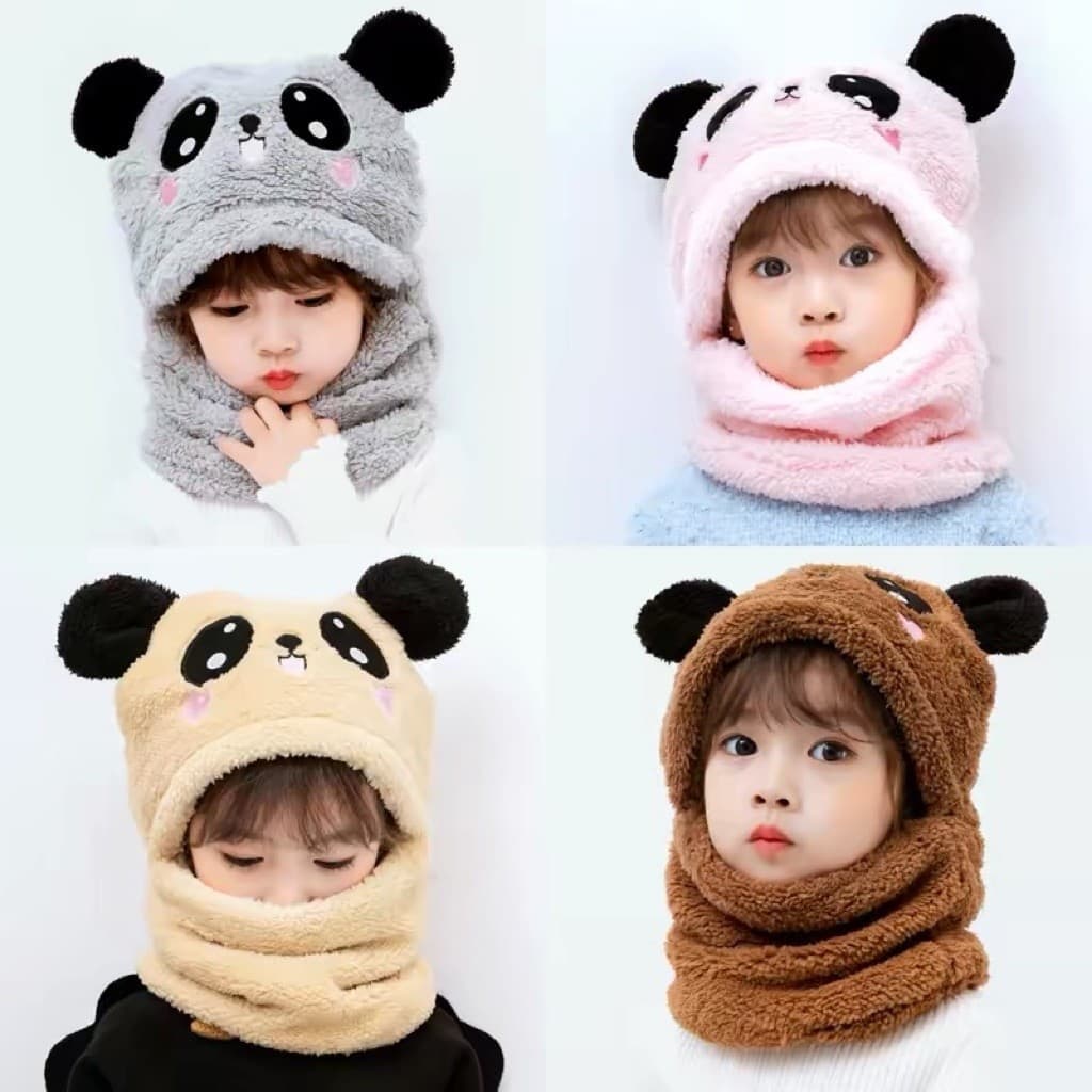 Mũ Lông Tai Gấu 3in1 Cho Bé Từ 2-8 Tuổi