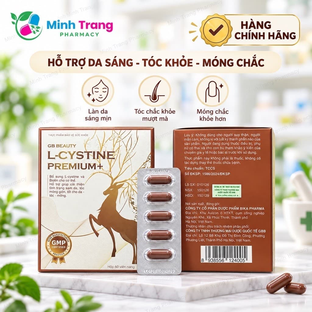 Viên uống L-CYSTINE PREMIUM hỗ trợ mọc tóc, làm đẹp da, cải thiện da tối màu,giảm lão hóa (H/60v)