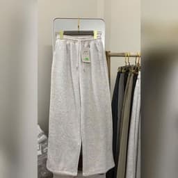Quần dài nỉ 2za  ống rộng nữ cạp chun lưng cao, , có phiên bản nấm dài 88-90cm, quần thu đông-qao94unisex 8
