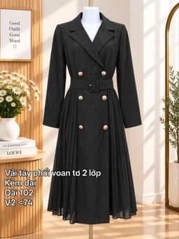 [2hand] Đầm vest măng tô dáng xoè cúc đồng kèm đai size S M mặc như váy hay khoác đều đẹp 2