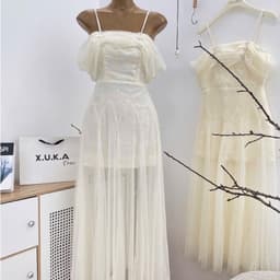 ĐẦM REN BẸT VAI PHỐI LƯỚI XOÈ 9