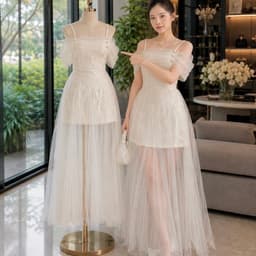 ĐẦM REN BẸT VAI PHỐI LƯỚI XOÈ 3